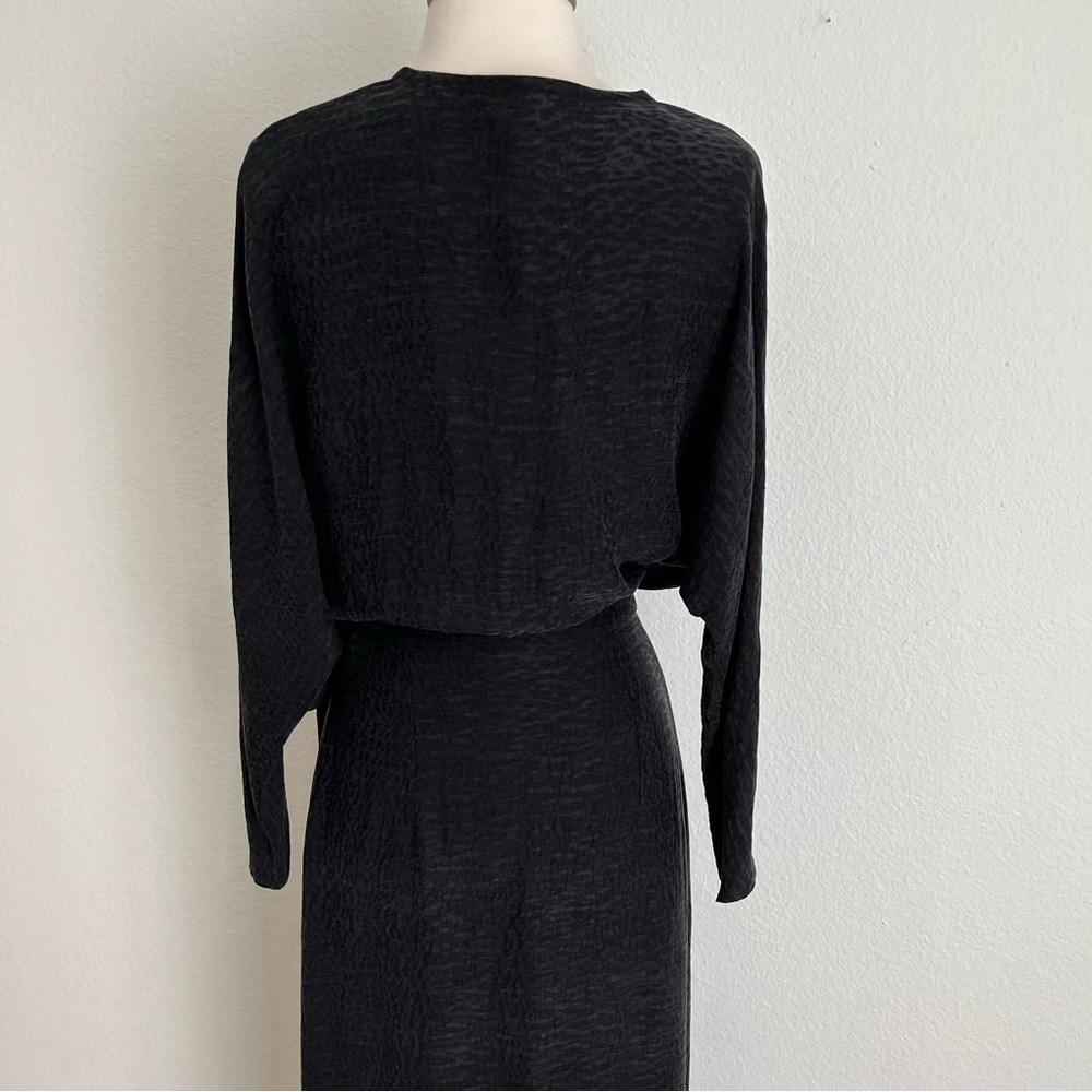 UNDRESS Lithuania ( NWT) | XS/S Maneli Cupro Black Midi Wrap Dress - Picture 6 of 12